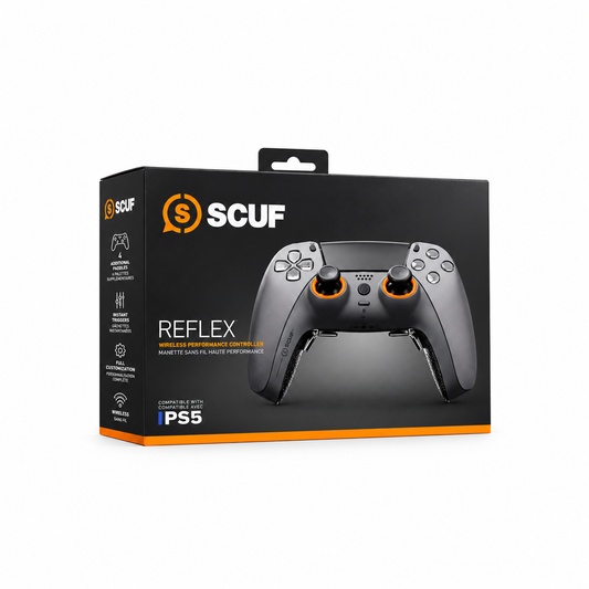 SCUF Reflex Wireless Performance Controller PS5 avec emballage sur fond blanc